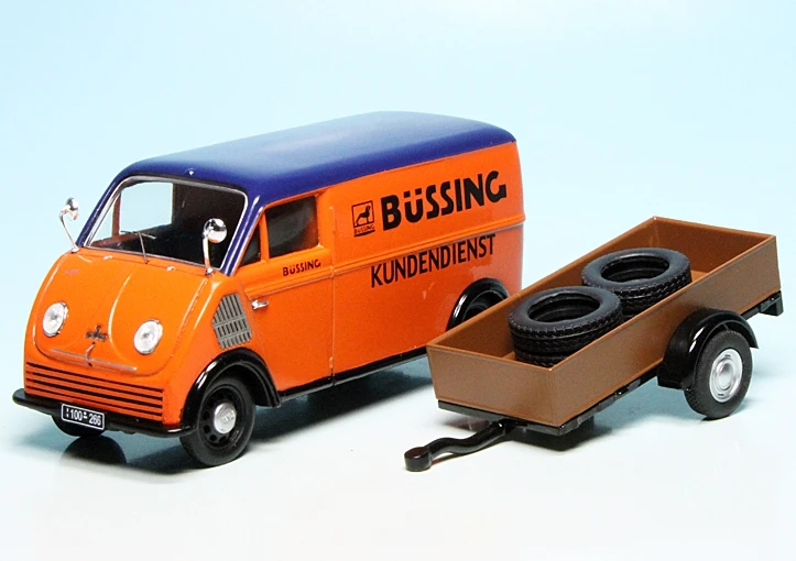 Schuco DKW Schnellaster Kastenwagen Mit Anhänger Und Ladegut "Büssing Kundendienst" 1 Schuco DKW Schnellaster Kastenwagen Mit Anhänger Und Ladegut "Büssing Kundendienst"