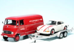 Schuco Mercedes Benz L 319 D Kastenwagen Mit Anhänger Und Porsche 911 Coupé "Porsche"