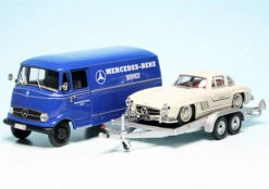 Schuco Mercedes Benz L 319 D Kastenwagen Mit PKW-Anhänger Und 300SL Flügeltürer "Mercedes Benz Service"