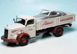 Schuco Mercedes Benz L6600 Pritschen-LKW Mit BMW 502 Cabriolet "Karosseriewerk Baur"