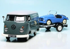 Schuco VW T1 Bulli Kastenwagen Mit PKW-Anhänger Und Kleinschnittger F125 "Kleinschnittger-Werke" -Mini Auto Verkauf 450374100 Schuco VW T1 Bulli Kastenwagen mit PKW Anhanger und Kleinschnittger F125 Kleinschnittger Werke 3591f124bc2afe