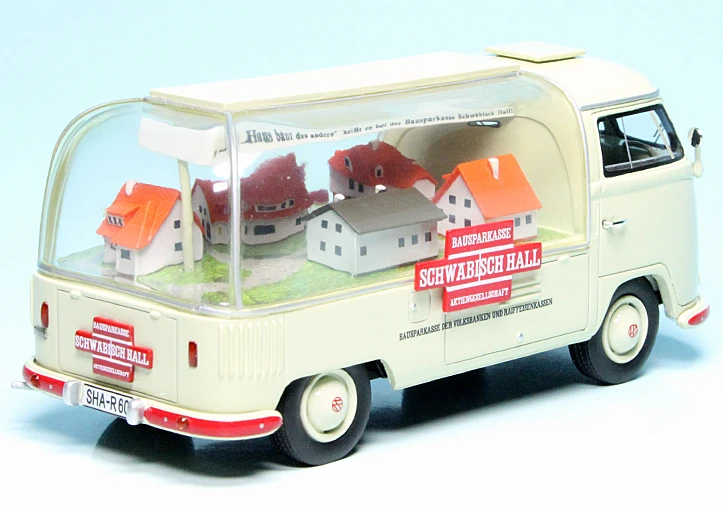 Schuco VW T1a Bulli Werbewagen "Schwäbisch Hall Bausparkasse" 2 Schuco VW T1a Bulli Werbewagen "Schwäbisch Hall Bausparkasse" – Bild 2
